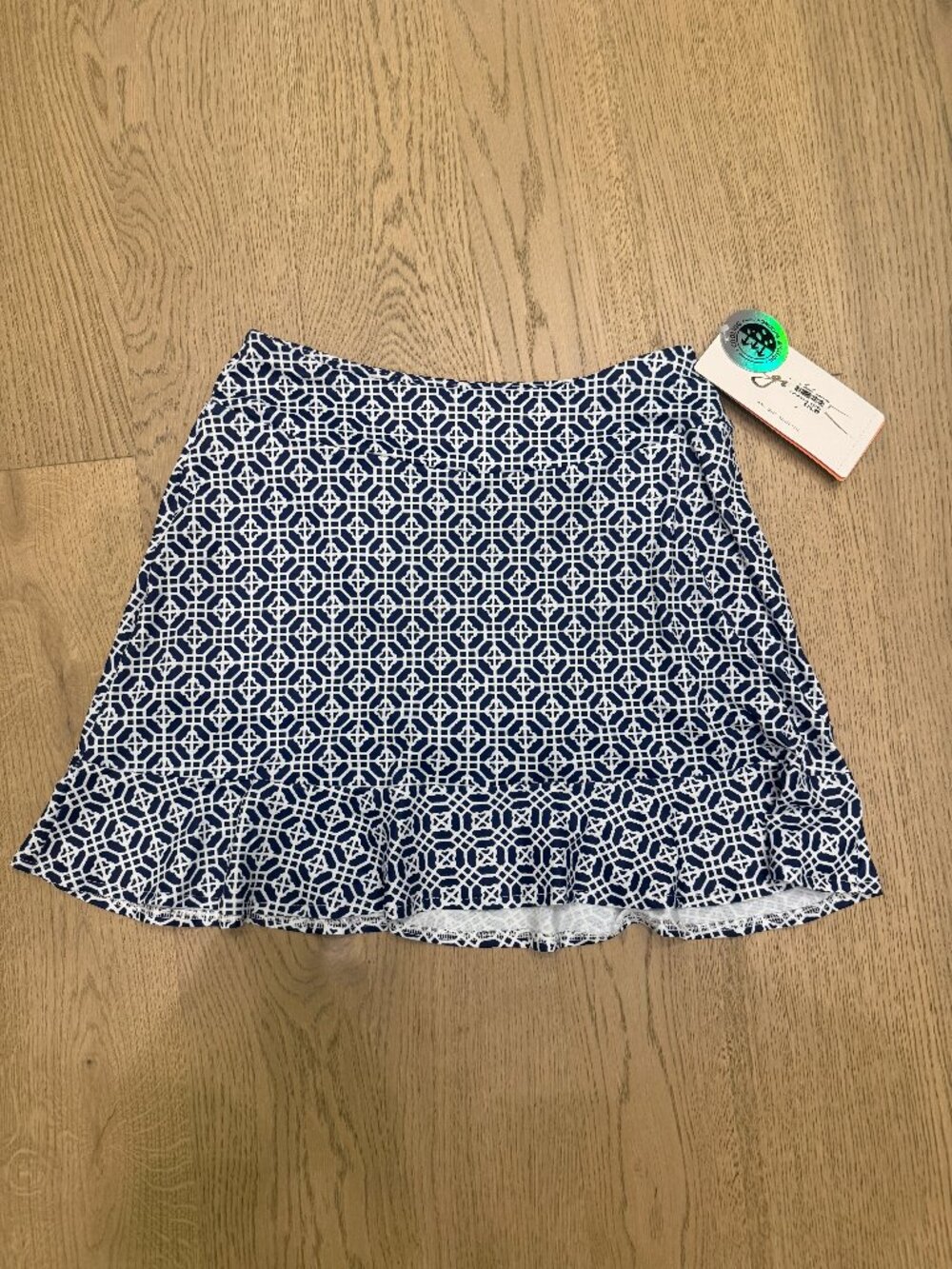 Gottex Navy White Geometric Skort Size S NWT